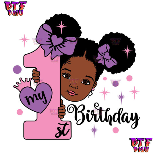 Brown Skin Princess Birthday DTF Transfer Print