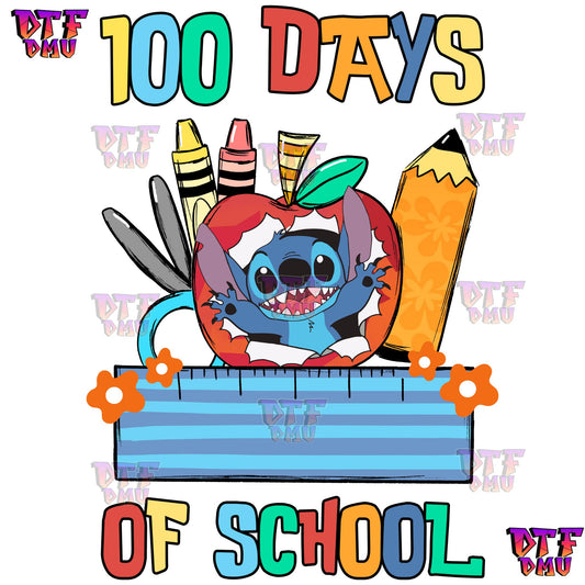 100 Days of School Stitch DTF Transfer Print only