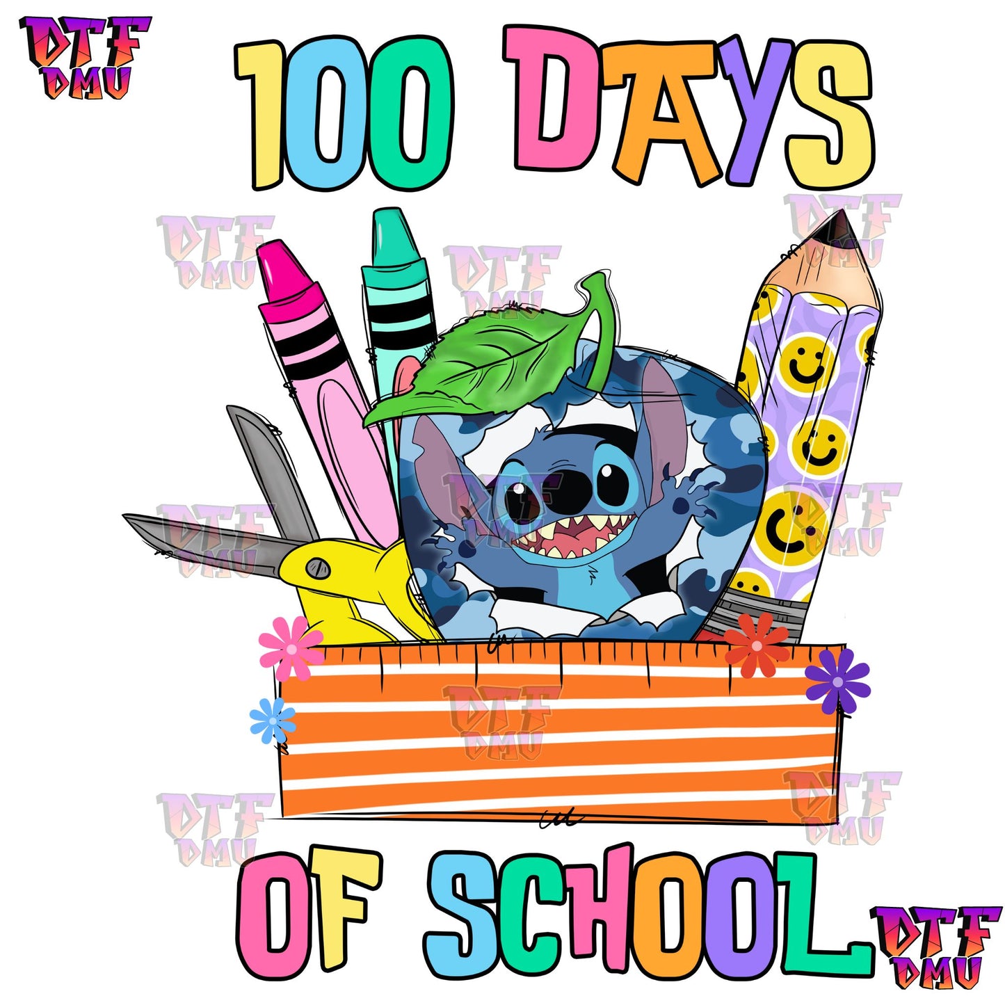 100 Days of School Stitch DTF Transfer Print only