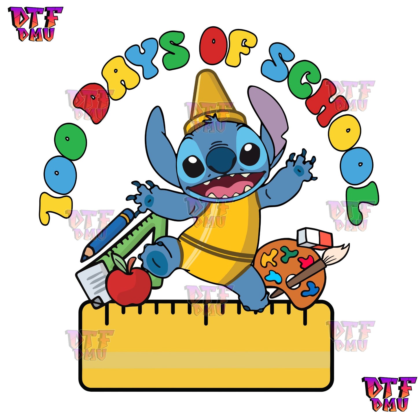 Happy 100 Days of School Stitch DTF Transfer Print only
