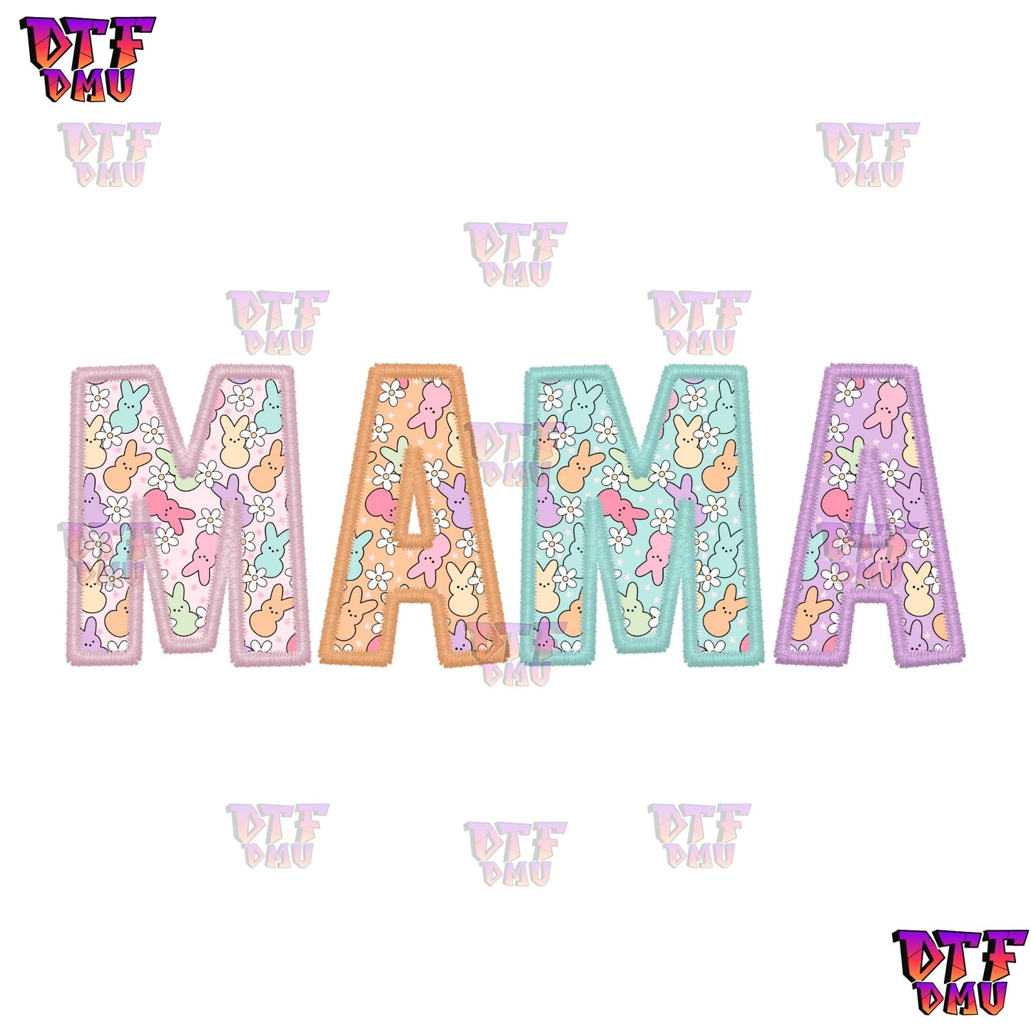 Mama Bunny/ Mini Bunny Faux Embroidery Easter DTF Transfer Print